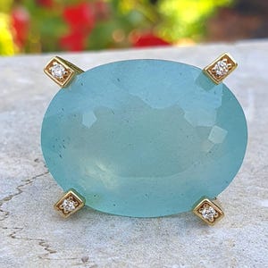 Amazing 24 CT One Of A Kind Natural Aquamarine Statement Ring 14K/18K Gold, Large/Huge/Big Aquamarine Ring,Aquamarine Diamond Ring,Fine Ring