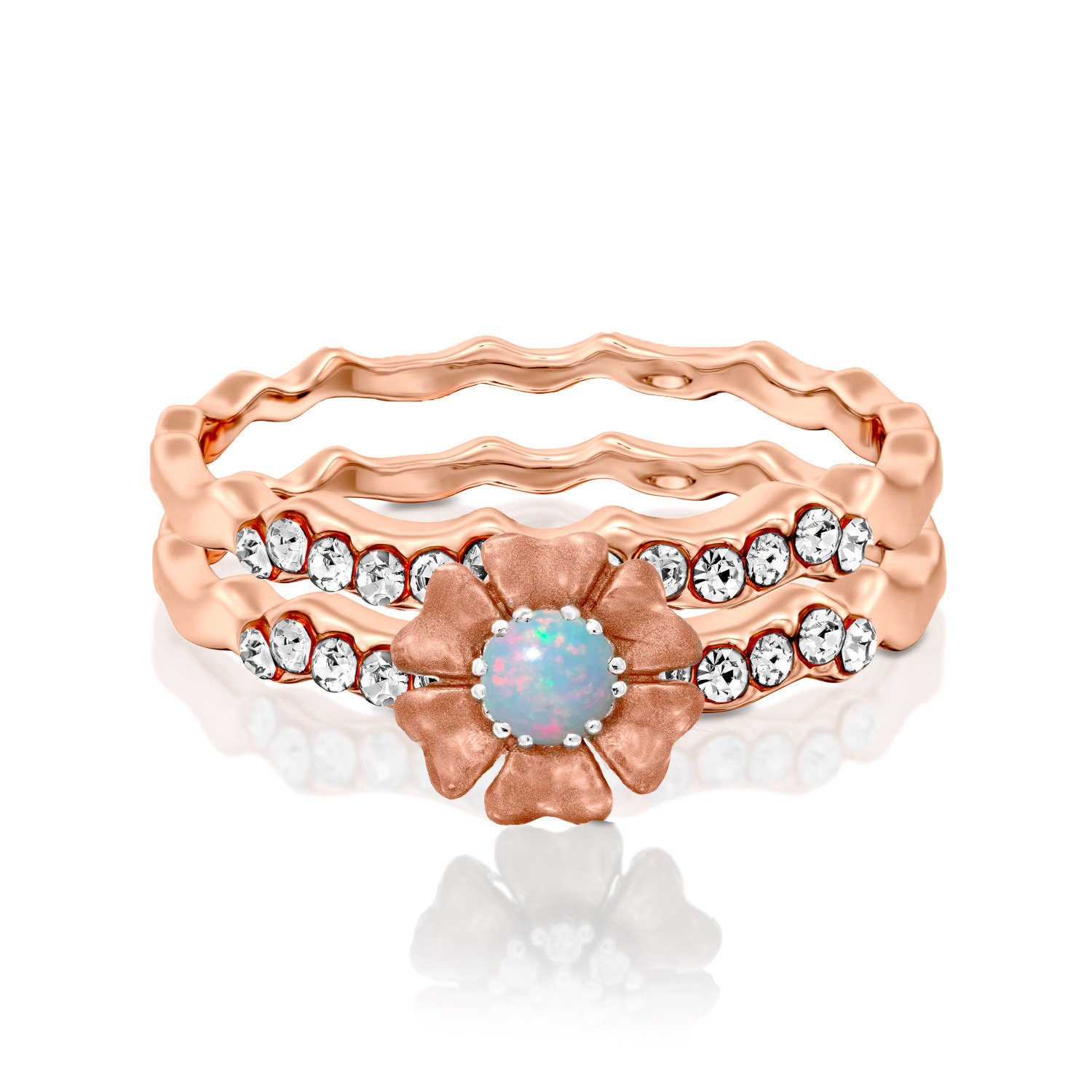 Opal and Diamonds Engagement Ring 14K Rose gold Australian | Etsy