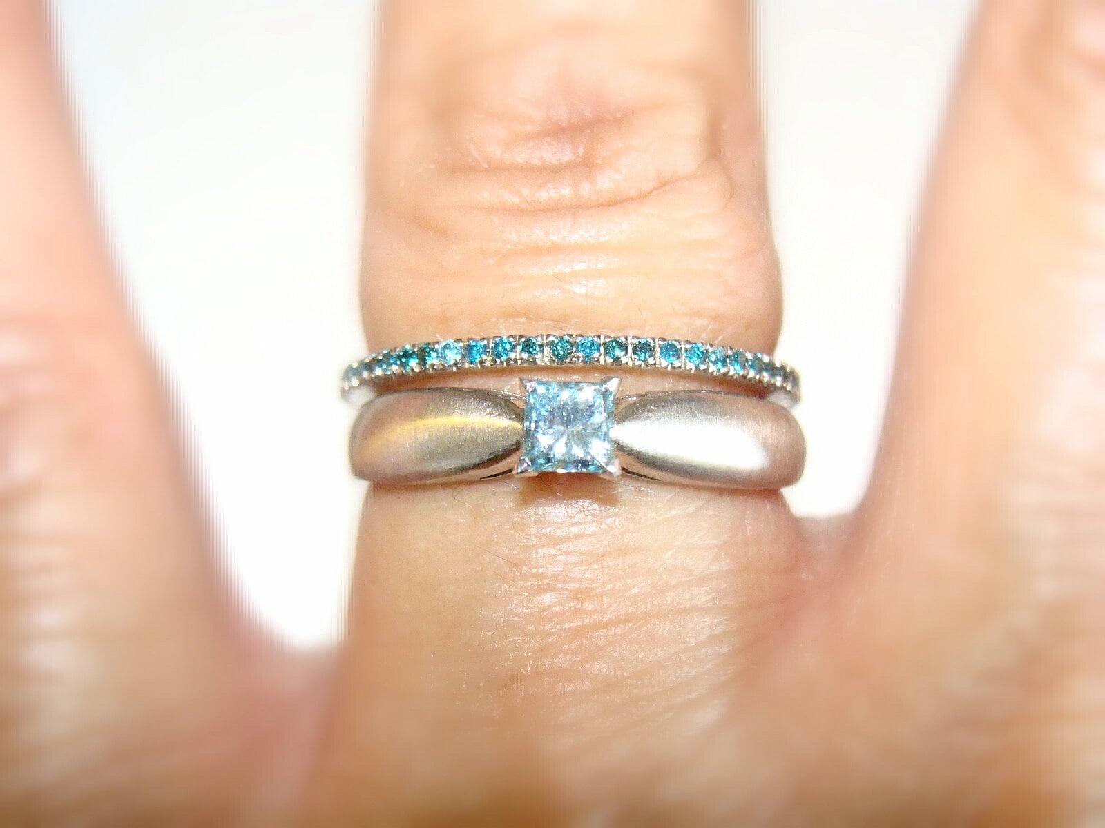 Blue diamond band ring Diamond wedding ring stacking ring Etsy