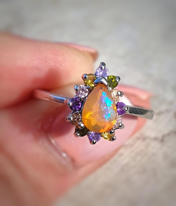 One of a Kind Opal Sapphire Ring, Rainbow Sapphire Ring, Rainbow