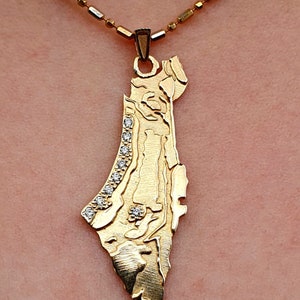 Israel Karte Anhänger Halskette, 14k / 18k Massivgold / Silber, jüdisches Geschenk für Sie / Ihn, Zustand von Israel Halskette, jüdische Halskette, Jejuda Anhänger