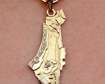 Israel Map Pendant Necklace, 14k/18k Solid Gold/Silver,Jewish Gift for Him/Her, State of Israel Necklace, Jewish Necklace, Judaica Pendant