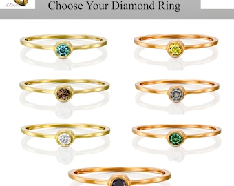 Minimalist Diamond Ring, Personalized Diamond Ring,14K Diamond Ring, Real/Genuine/Small/Dainty/Simple/thin/Stackable/ Stacking Diamond Ring