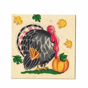Vintage 1920s Bridge Tally Card, Thanksgiving Turkey, Art Deco Autumn Ephemera, Gibson, Unused