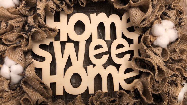 farmhouse door wreath Home sweet home sign front door wreath, cotton Burlap wreath Burlap Door Wreath Rustic wreath Burlap Door Hanger