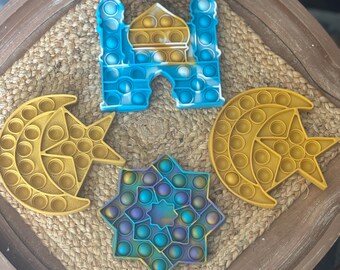 Islamic Fidget Toy Set | Mosque, Crescent Moon & Star, Geometric Star Pop It | Ramadan Eid Sensory Toy for Kids and Adults | Islamic Pop It