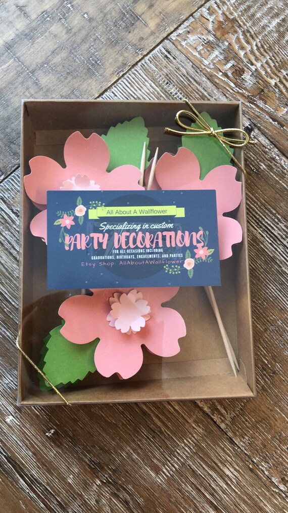 Cherry Blossom Cupcake Toppers Cherry Blossom Dessert Etsy