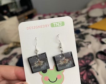 Custom Album Cover Polymer Clay Square Earring Pair