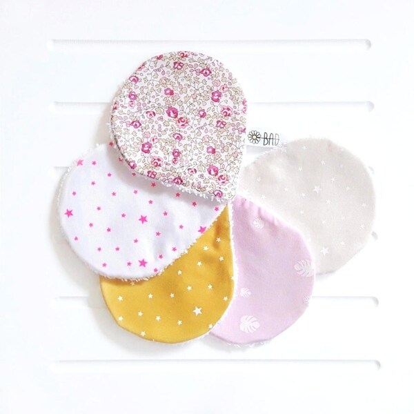 Lot de 5 lingettes forme goutte en tissu coton éponge biologique Les étoilées