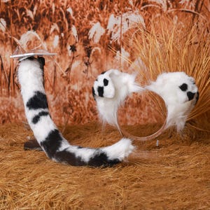 Orejas y cola de perro de peluche con manchas de piel sintética hechas a mano - Disfraces para juegos de rol - Juguetes para niños - Kemonomimi - Juego de cachorros - Traje de piel - Orejas de cachorro - Cola de cachorro