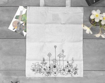 Organic Cotton Tote Bag Indian Lotus