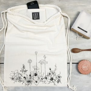 Organic Cotton Backpack Lotus in beautiful gift box handmade with love in India