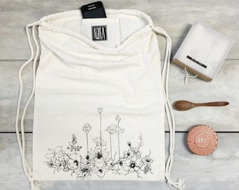 Organic Cotton Backpack Lotus in beautiful gift box handmade with love in India