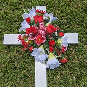 Cemetery Cross, Wooden Cross, Cemetery Flowers, Mother&#39;s Day, Father&#39;s Day,