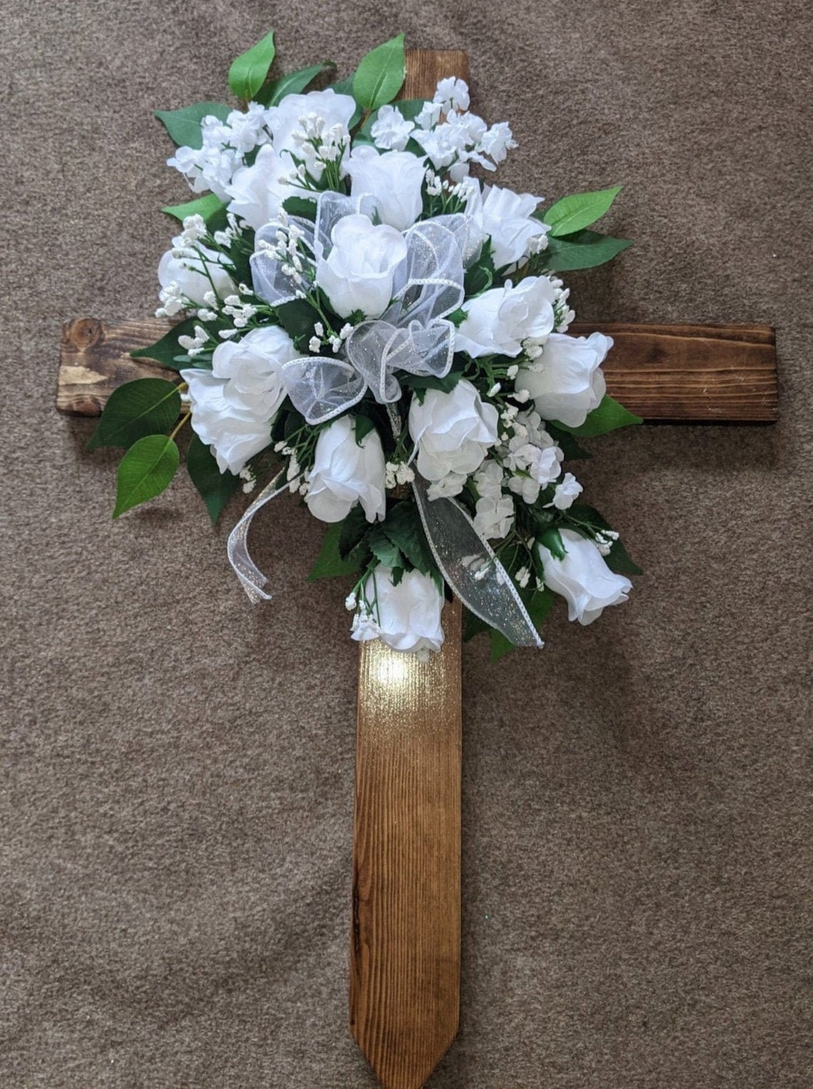 Cemetery Flowers Cemetery Cross Wooden Cross Memorial Etsy
