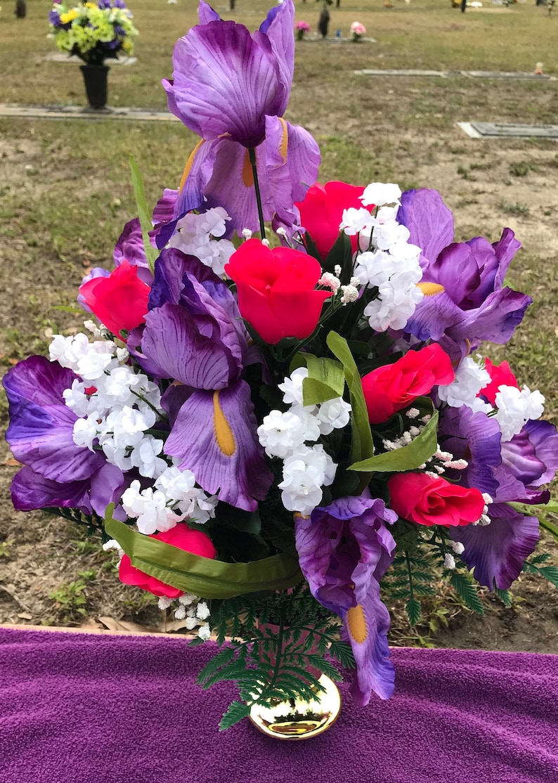 Flat Headstone Flower Holder Flower Holder Cemetery Flower Etsy