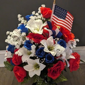 Cemetery Flowers, Grave Decorations, Grave Flowers, Urn Flowers, Veterans Day, 4th of July