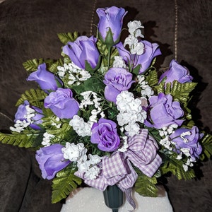 Cemtery Urn Vases, Cemetery Flowers, Tie Dye Roses,  Grave Decoations