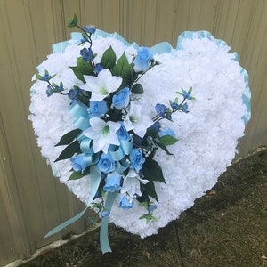 Cemetery Heart, Silk Cemetery Heart, Heart, Funeral Flowers, Grave Decorations