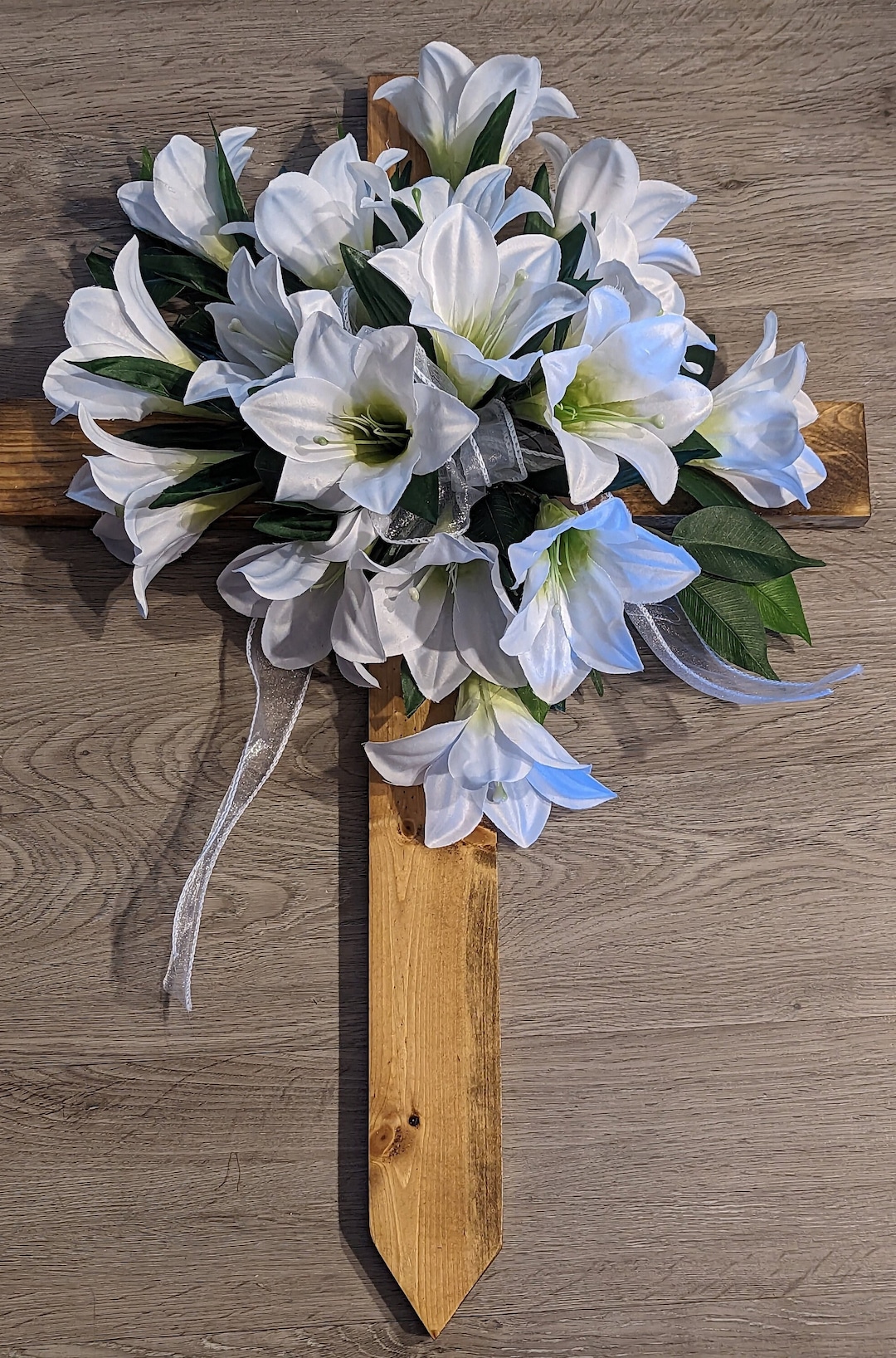 Easter Cross, Wooden Cross, Cross, Cemetery Cross, Cemetery Flowers