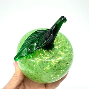 Glass Apple Kosta Boda Green Art Glass Sculpture Vintage Sweden 12