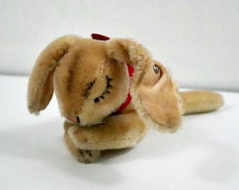 Vintage Steiff Sleeping Mohair Rabbit – 1960s German Toy with Original Button