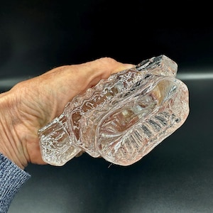 Brutalist Art Glass Fish Sculpture, Mid Century Scandinavian Decor image 9