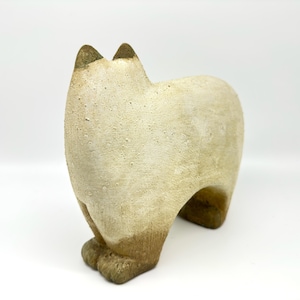 Ceramic Cat Sculpture, Folk Art Pottery Figurine, Rustic Home Decor image 4