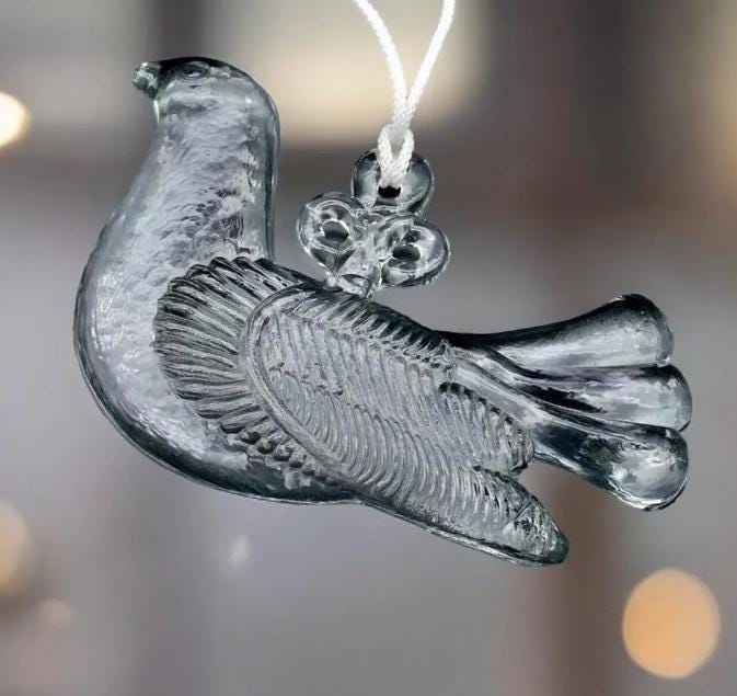 Kosta Boda Glass Bird, Dove Sun Catcher Bertil Vallien Window