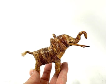 Vintage Handcrafted Elephant Art – Rustic Woven Figurine