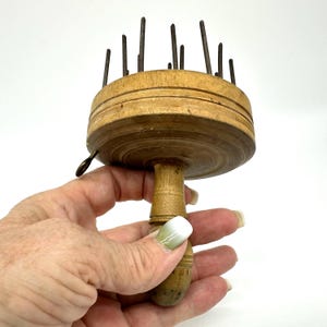 Wollkamm, Wollkamm, antik aus Holz, Skandinavisches Textilschmuck Bild 9