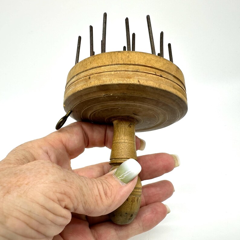 Wollkamm, Wollkamm, antik aus Holz, Skandinavisches Textilschmuck Bild 9