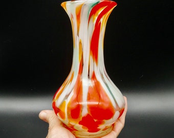 Vintage Art Glass Multi-Colored Vase "Puttaglas" by Hovmantorp Glasbruk | Made in Sweden 1970s