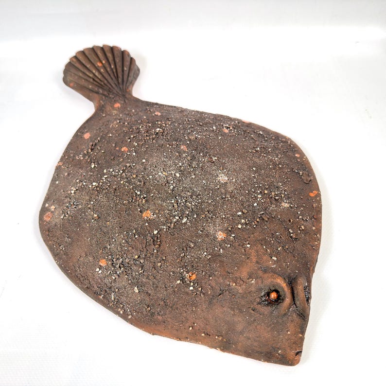 Studio Pottery Fish Platter, Handcrafted Ceramic Serving Dish, Mid Century Folk Art Decor image 2