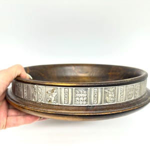 Vintage Norwegian Wooden Bowl with Pewter Band – St. Olaf & Viking decor