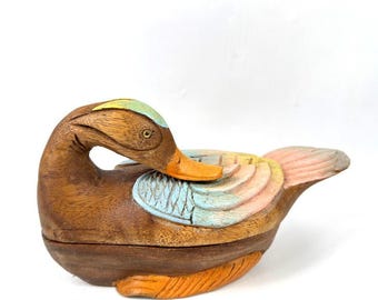 トリオ黒漆手描き木製アヒルの小物入れジュエリーボックスタイ - Etsy 日本