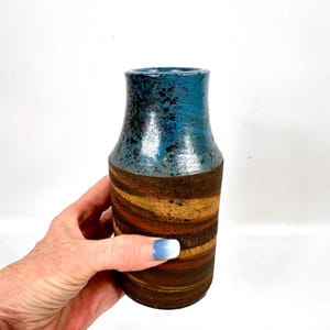 Dänische Studio Keramik Vase, signiert Kirsten 1987, handgefertigtes Steinzeug, skandinavische Keramik Bild 10