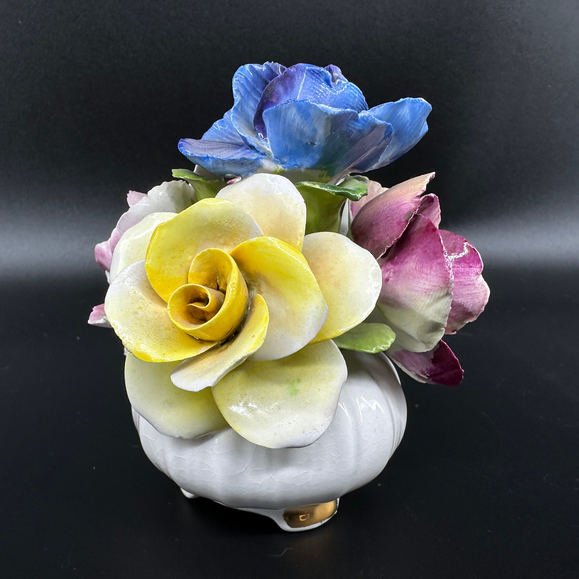 Vintage Jon Anton Bone China Flower Basket, 1970s England, Hand