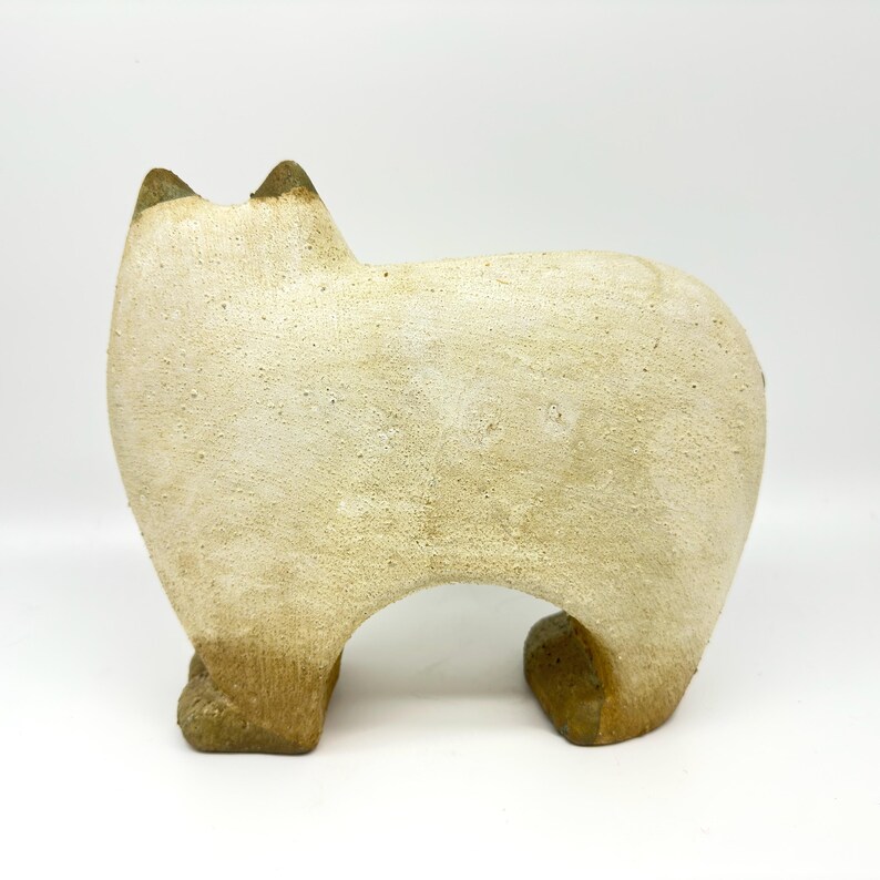 Ceramic Cat Sculpture, Folk Art Pottery Figurine, Rustic Home Decor image 5