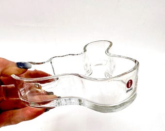 Iittala Glass Candle Holder – Sculptural Wavy Design, Finland