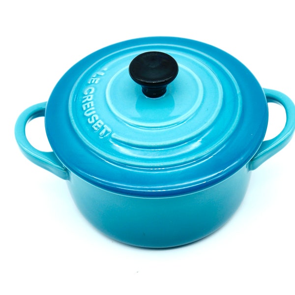 Le Creuset Steengoed Kleine ronde braadpan met deksel, 0,25L, Teal Blue - Petite pot van geëmailleerd steengoed