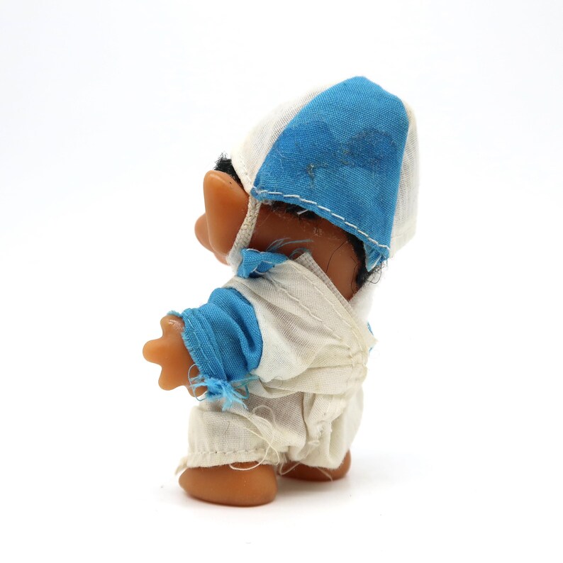 Vintage 1985 dam troll doll – danish rubber toy, original outfit image 4