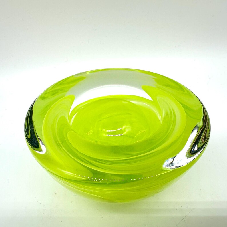 Kosta boda yellow glass candle holder bowl image 4