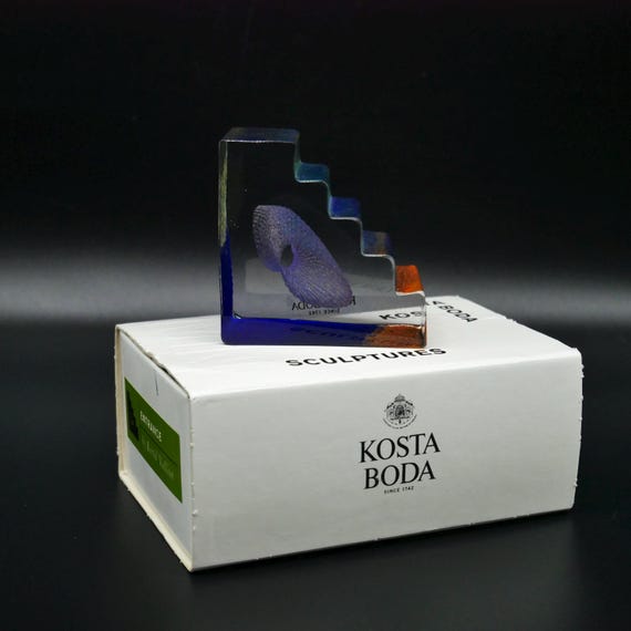 Miniature Kosta Boda Art Glass Sculpture, Bertil Vallien Swedish