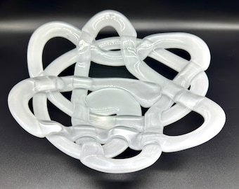 Kosta Boda White Glass Basket Bowl – Anna Ehrner Art Glass Centrepiece, Sweden