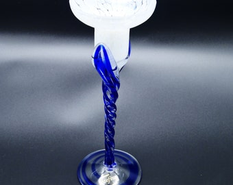 Vintage blue and white glass Jozefina Glass Candle Holder