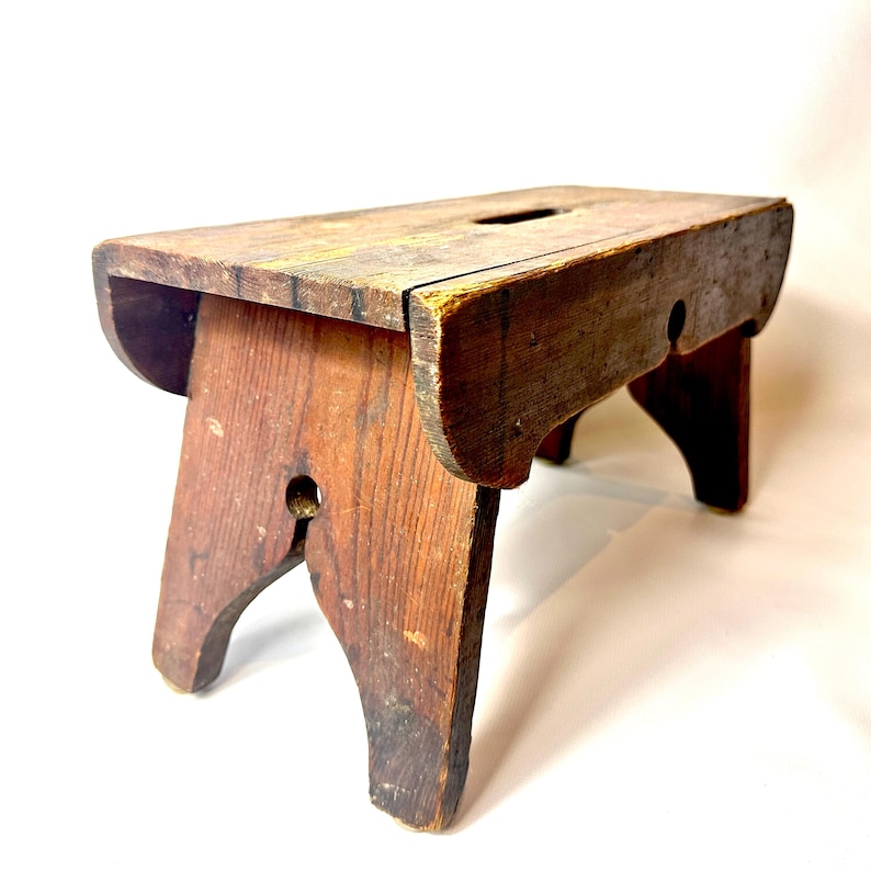 Antique Wooden Stool Rustic Swedish Folk Art Farmhouse Bench - Etsy