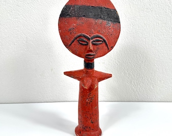 Rare vintage Ashanti Fertility Doll (Akuaba) |  wood carved Tribal Art