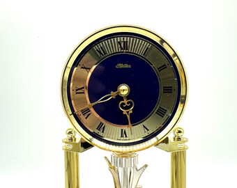 記念回転振り子時計 - ガラスドームクォーツマントル時計、ハラー社製