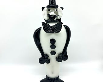 Art Glass Clown Figurine: Mid-Century Hand-Blown Sculpture Murano-Style